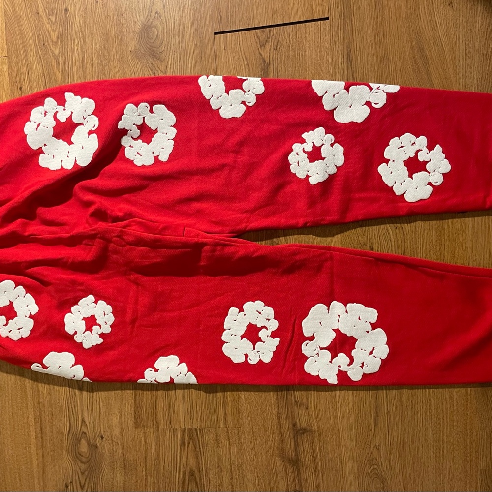 Red Denim Tear Sweatpants